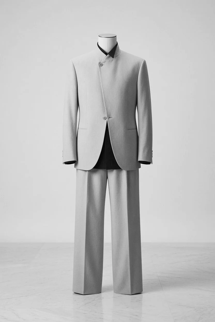 Costume sur mesure, veste col mao et pantalon