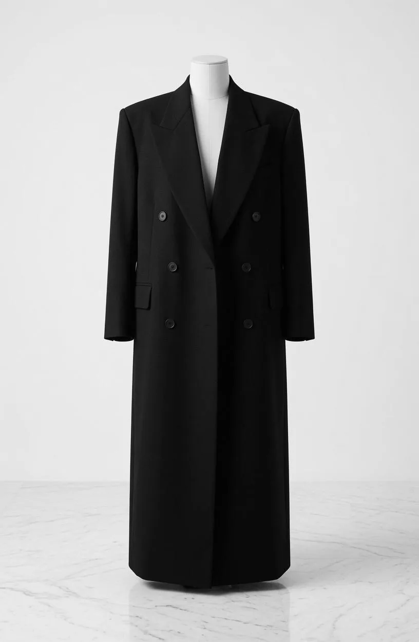 Manteau long croisé sur mesure